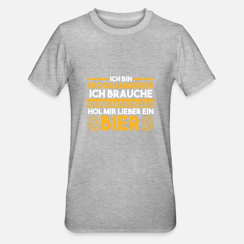 Programmieren Entwickler Coder Bier Programmierer - Unisex Polycotton T-Shirt - Grau meliert