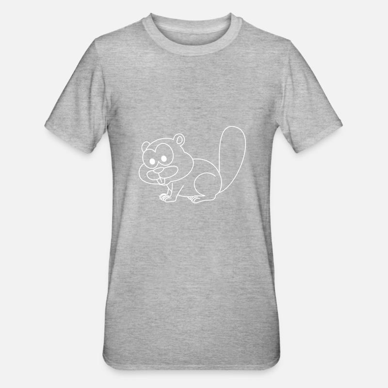 Biber Comic Tier - Unisex Polycotton T-Shirt - Grau meliert