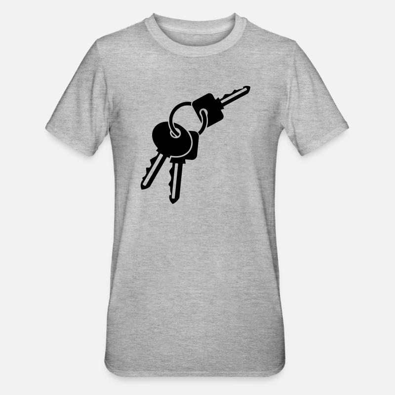 Keychain - three keys - gift idea - Unisex Polycotton T-Shirt - heather grey