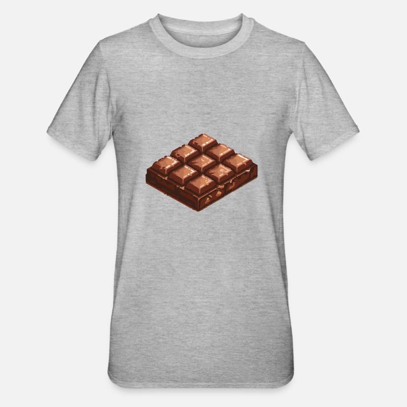 Icône pixel chocolat - T-shirt polycoton Unisexe - gris chiné