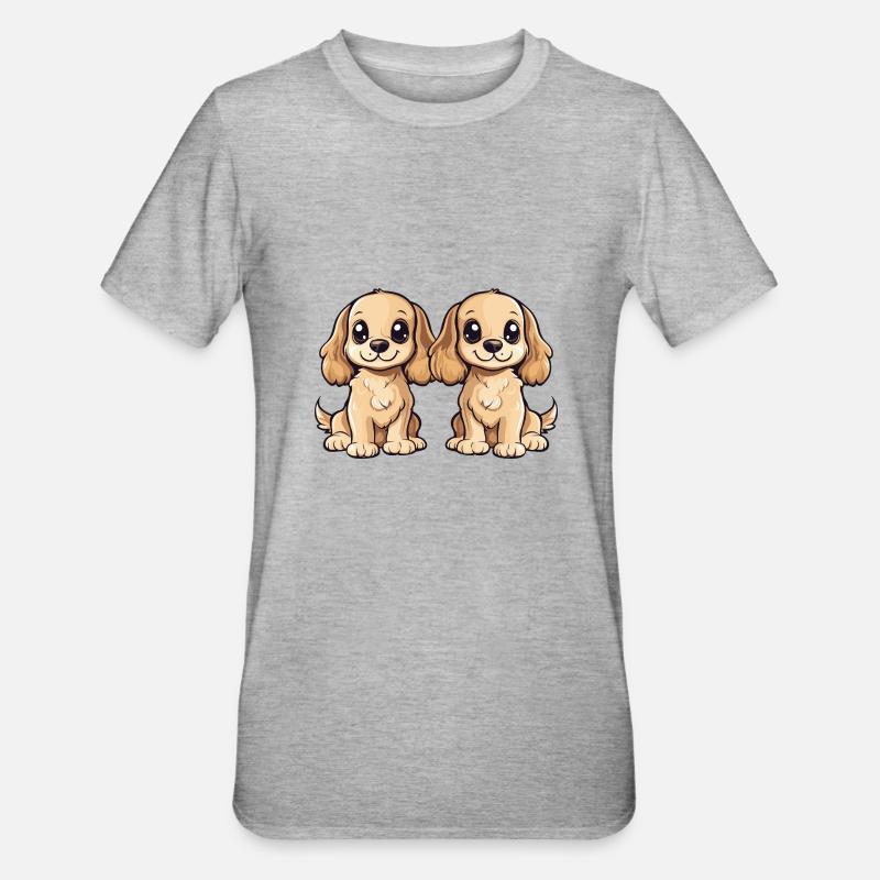 Cocker Spaniel Chien Bande dessinée - T-shirt polycoton Unisexe - gris chiné