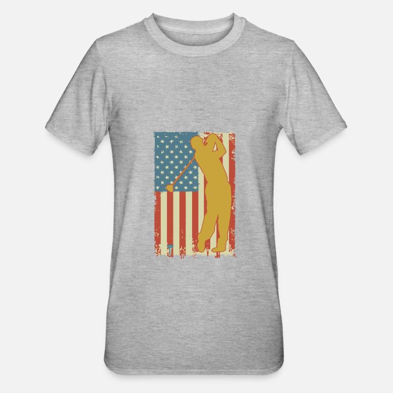 Drapeau américain de golf - T-shirt polycoton Unisexe - gris chiné