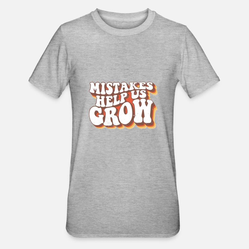 Mistakes Help Us Grow Student Teacher Quote Back - Unisex Polycotton T-Shirt - Grau meliert