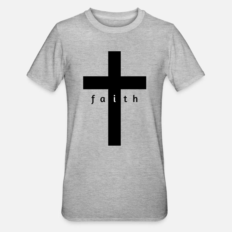 Kreuz Glaube Geschenk Design - Unisex Polycotton T-Shirt - Grau meliert