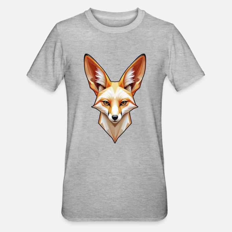 Fennec-Kopf in Farbe - Unisex Polycotton T-Shirt - Grau meliert