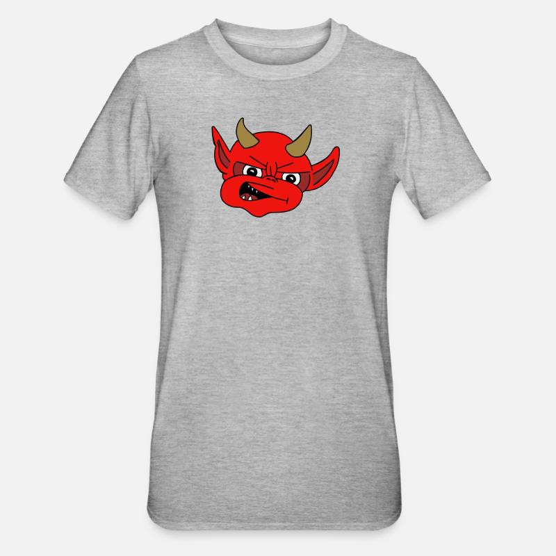 Teufel, Diablo, Devil - Unisex Polycotton T-Shirt - Grau meliert