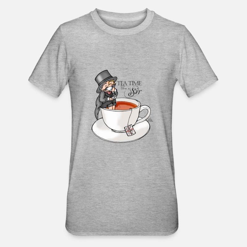 tea time like a Sir with Earl Grey (text) - T-shirt polycoton Unisexe - gris chiné