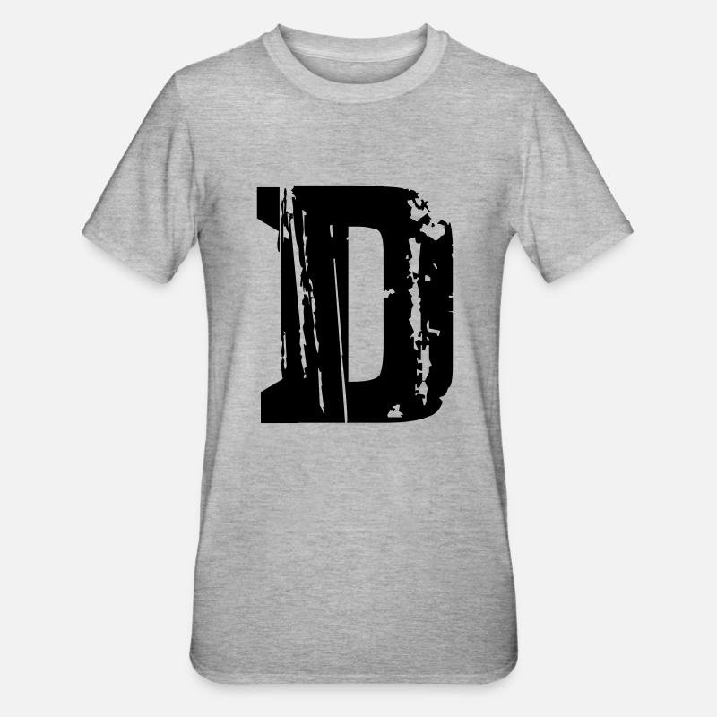 D - Buchstabe - Unisex Polycotton T-Shirt - Grau meliert