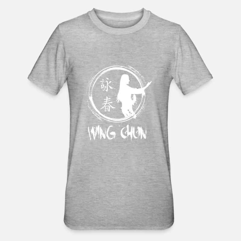 Wing chun Wingtsun - T-shirt polycoton Unisexe - gris chiné