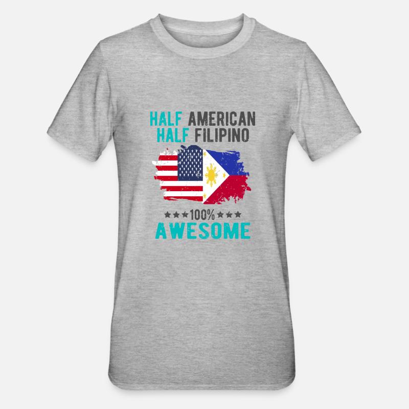 Moitié américain moitié philippin - T-shirt polycoton Unisexe - gris chiné