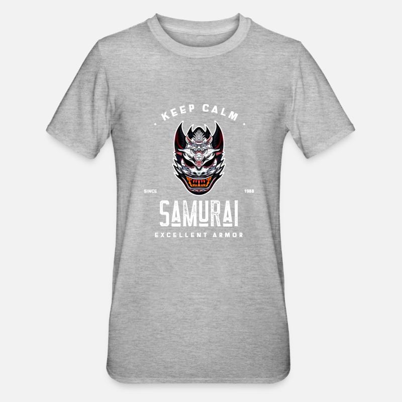 keep calm samurai since 1988 excellent armor - Unisex Polycotton T-Shirt - heather grey