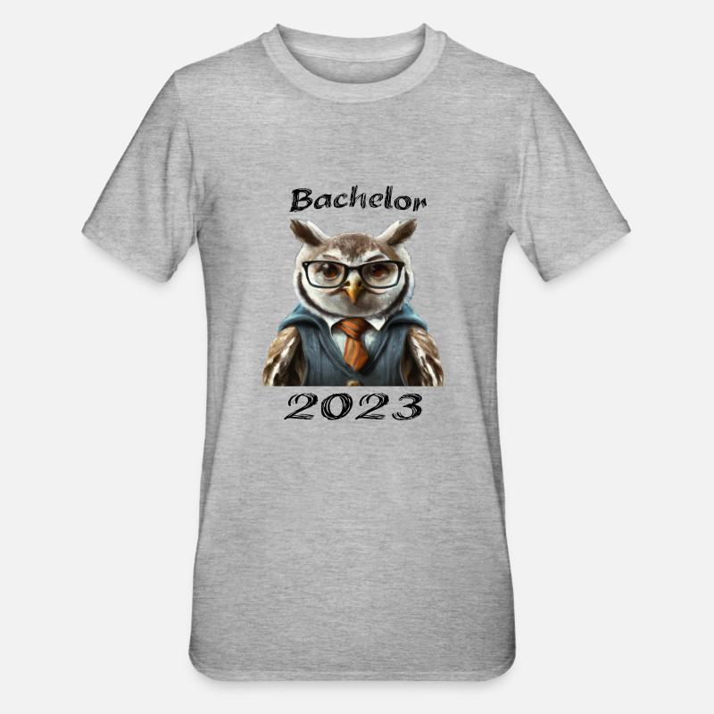 Bachelor 2023 Eule - Unisex Polycotton T-Shirt - Grau meliert