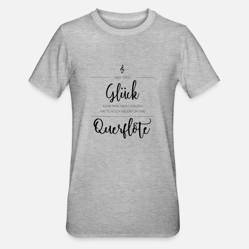 Querflöte Instrument Geschenk - Unisex Polycotton T-Shirt - Grau meliert