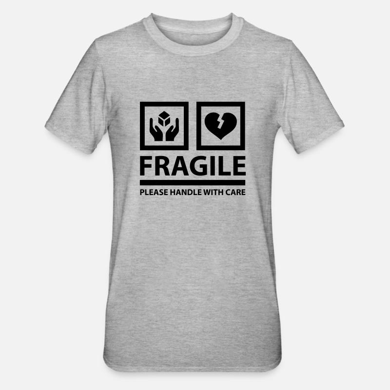 FRAGILE - Please Handle With Care (Sign) - Unisex Polycotton T-Shirt - heather grey