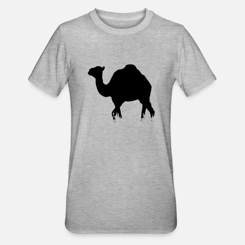 Dromedar - Camel - Unisex Polycotton T-Shirt - Grau meliert