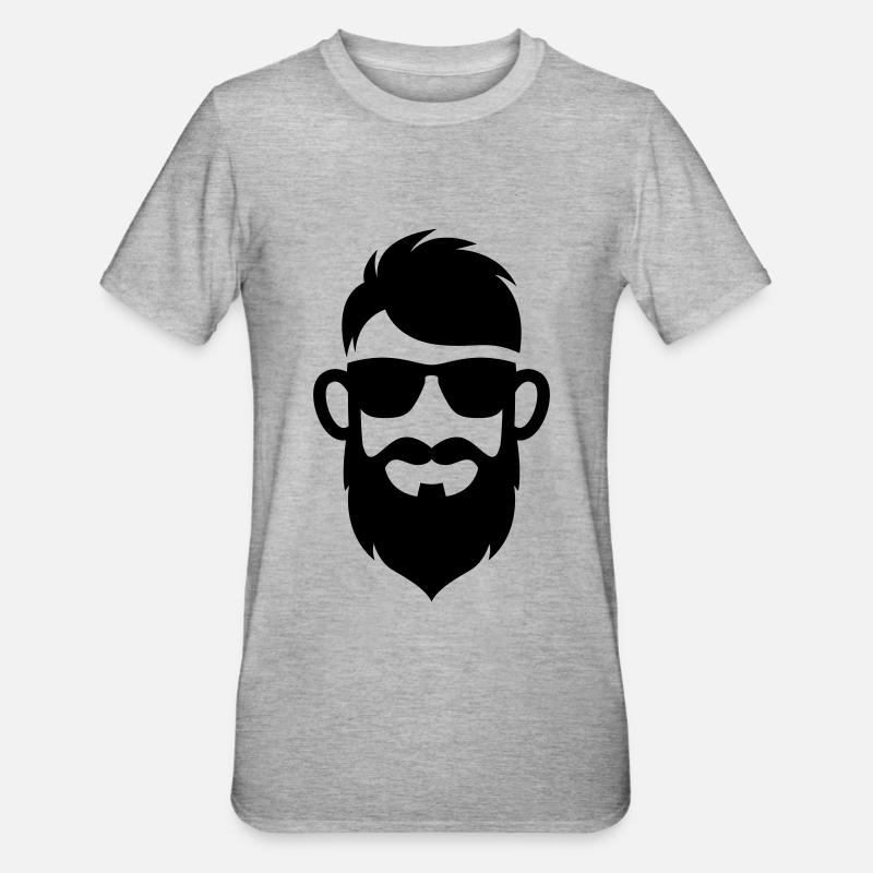 Gesicht bart symbol - Unisex Polycotton T-Shirt - Grau meliert