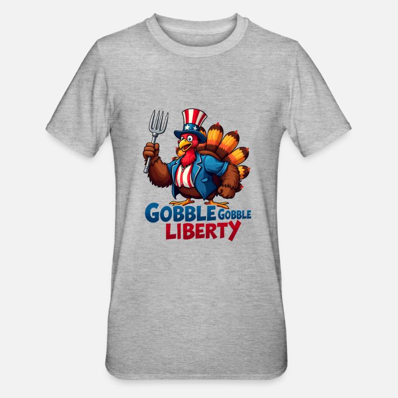 Gobble Gobble Liberty - Unisex Polycotton T-Shirt - heather grey