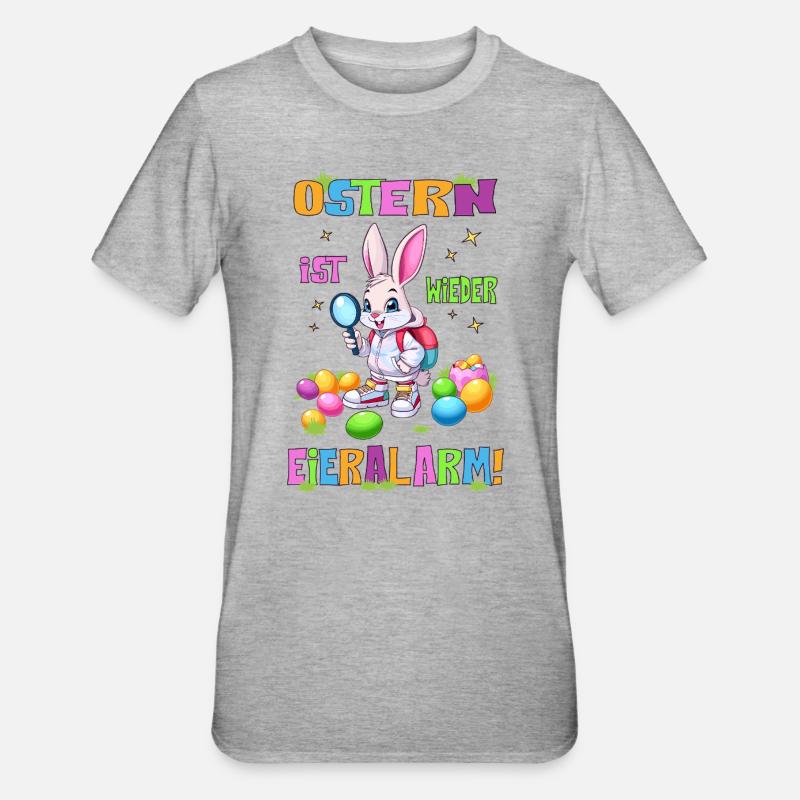 Ostern, Eieralarm - Unisex Polycotton T-Shirt - Grau meliert