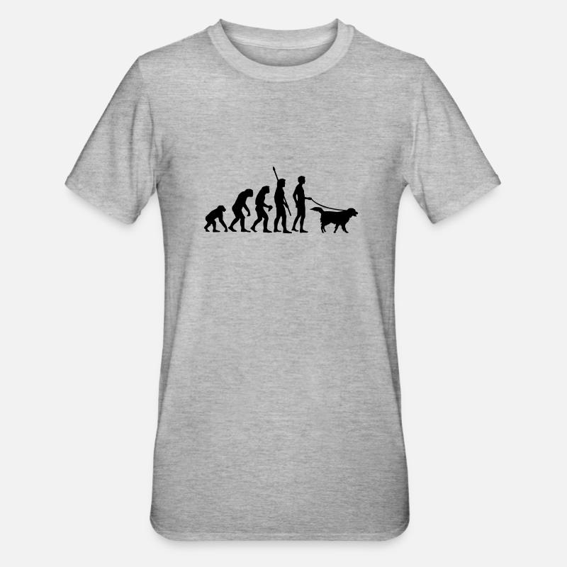 evolution_dog - Unisex Polycotton T-Shirt - Grau meliert