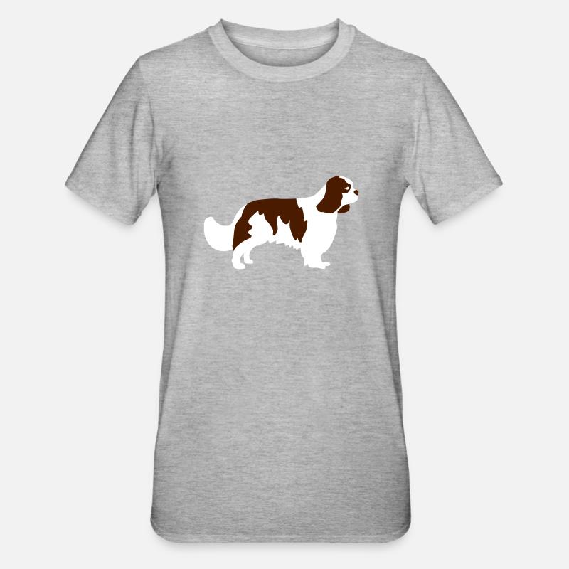Cavalier King Charles Spaniel - T-shirt polycoton Unisexe - gris chiné