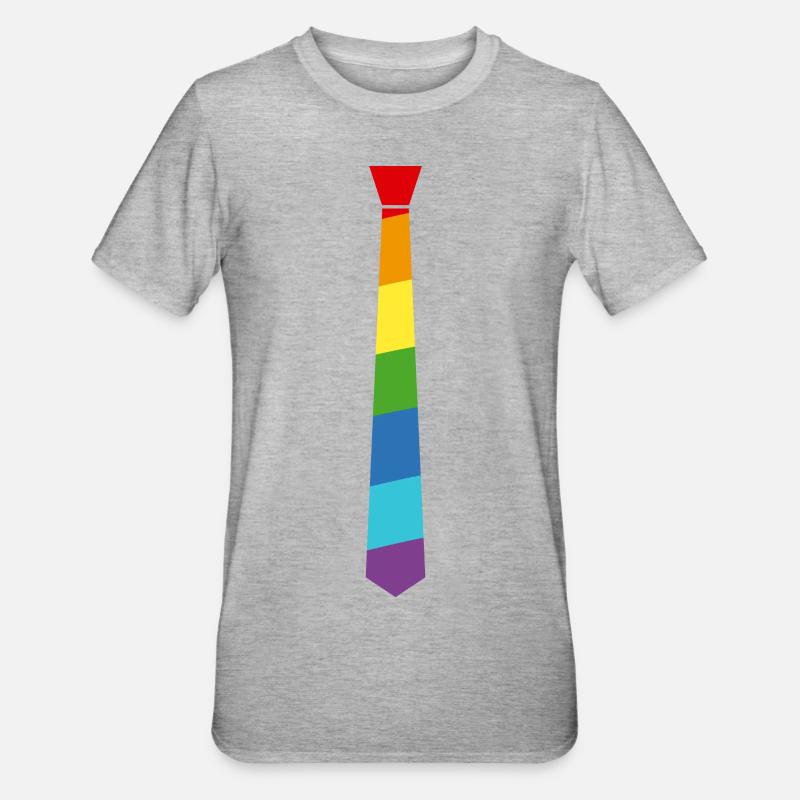 Arc-en-cravate - Drapeau - Drapeau - Gay Pride - T-shirt polycoton Unisexe - gris chiné