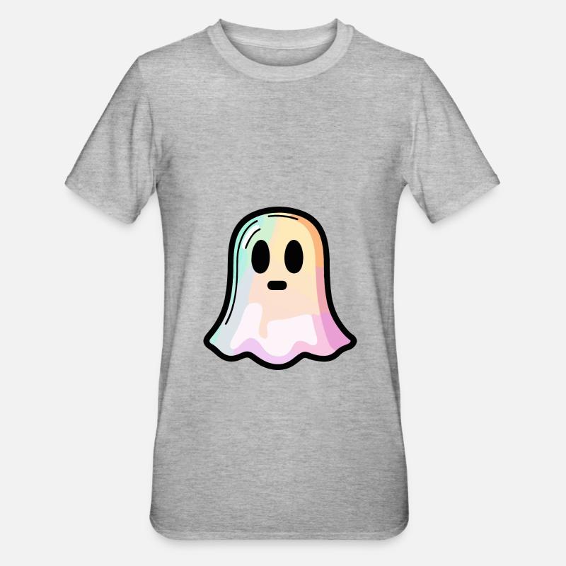 Geist Halloween Comic Süß - Unisex Polycotton T-Shirt - Grau meliert