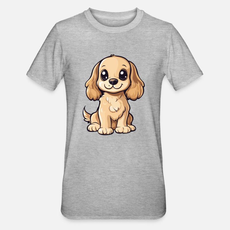 Cocker Spaniel Hund Niedlich - Unisex Polycotton T-Shirt - Grau meliert