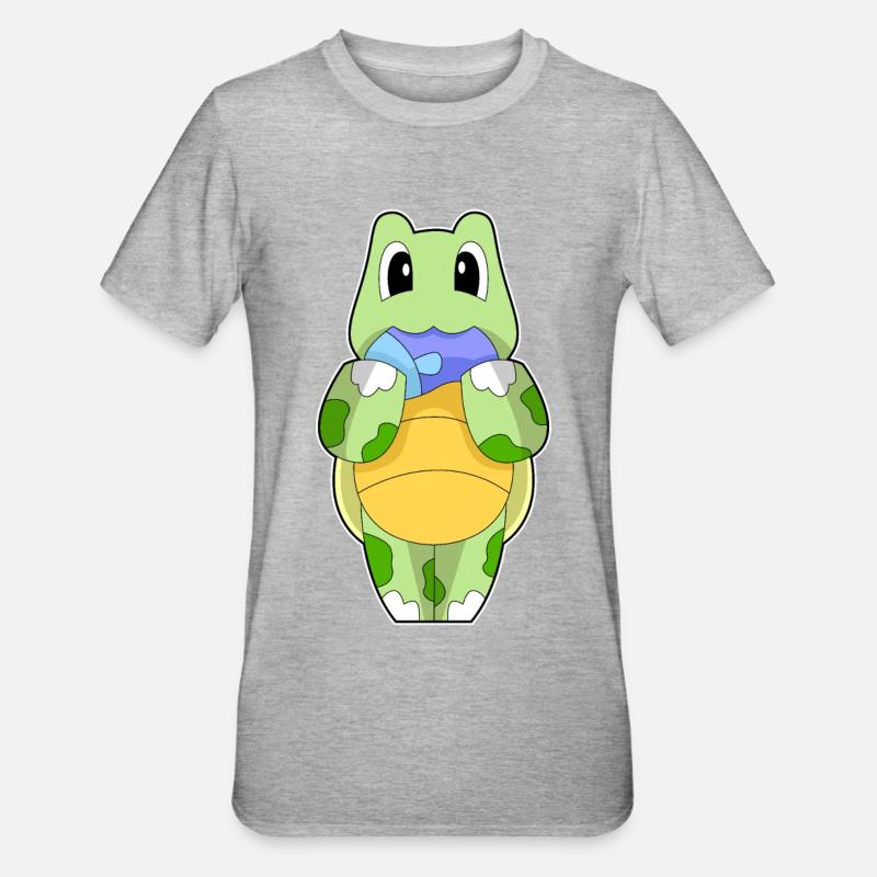 Turtle Fish - Unisex Polycotton T-Shirt - heather grey