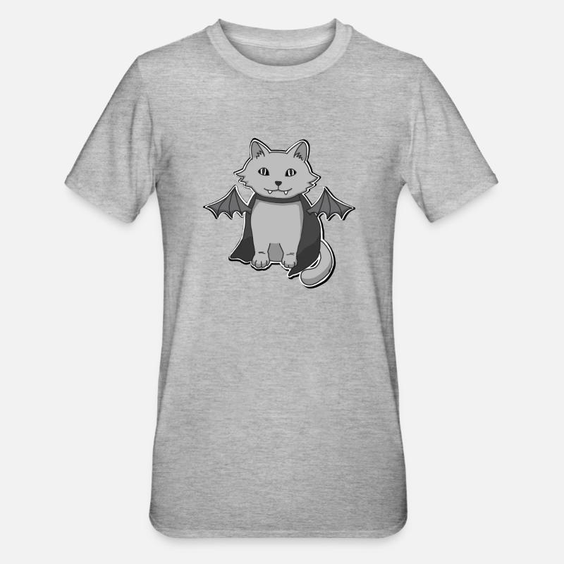 Fledermaus-Katze - Unisex Polycotton T-Shirt - Grau meliert