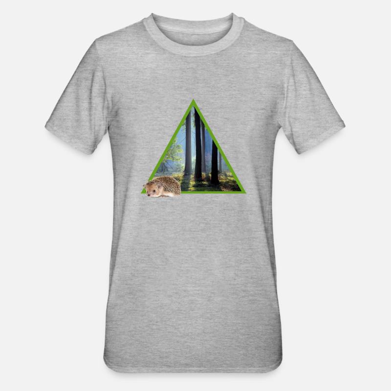 wald 52 mit igel - Unisex Polycotton T-Shirt - Grau meliert
