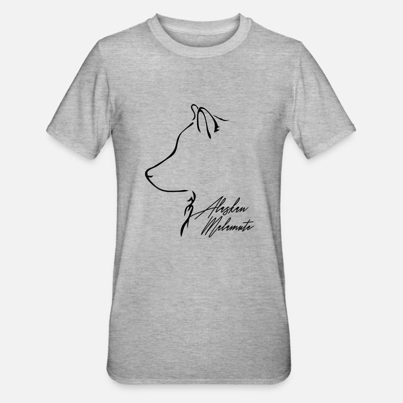 ALASKAN MALAMUTE Profile E WILSIGNS - Unisex Polycotton T-Shirt - heather grey