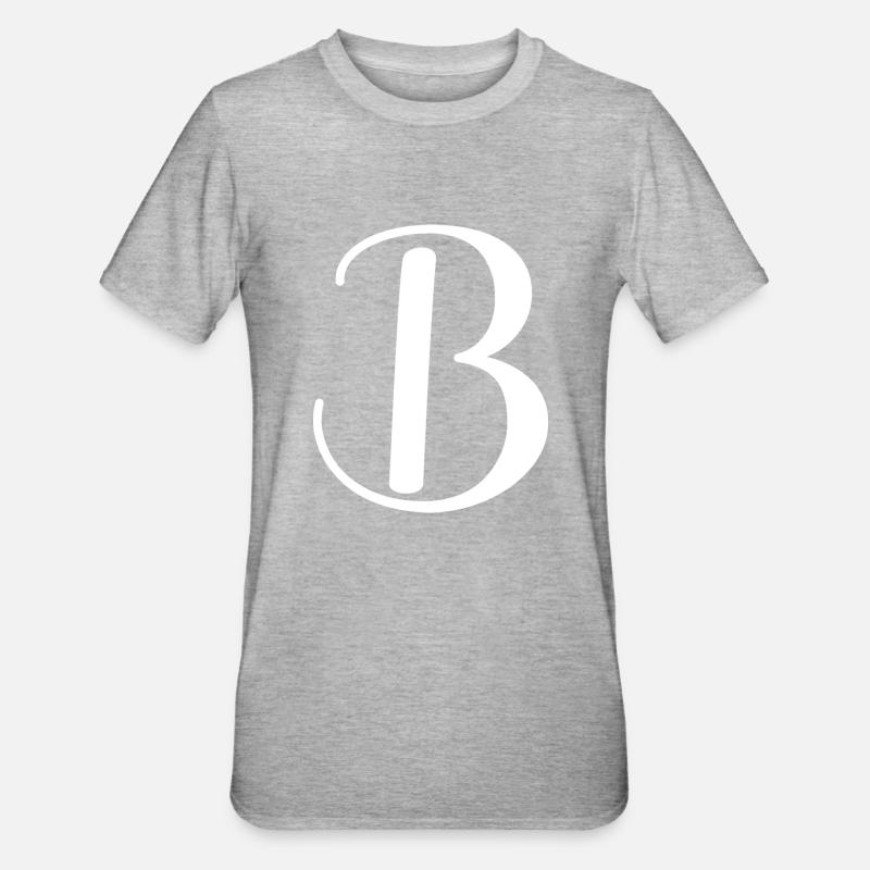 Calligraphie, initiale B - T-shirt polycoton Unisexe - gris chiné