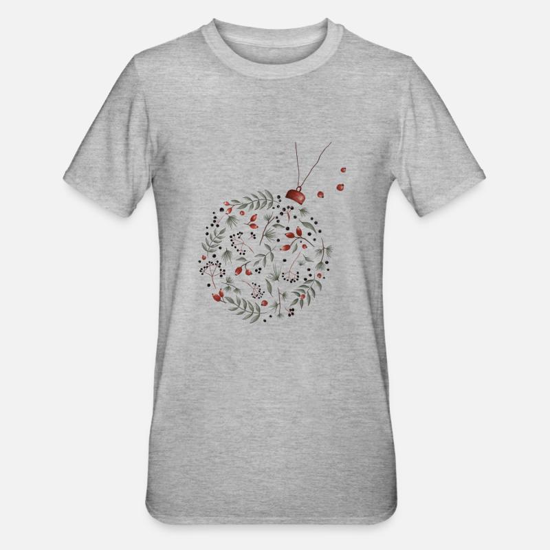 Weihnachtskugel - Unisex Polycotton T-Shirt - Grau meliert