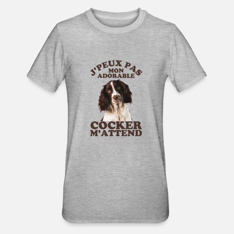 Mon adorable chien cocker - T-shirt polycoton Unisexe - gris chiné