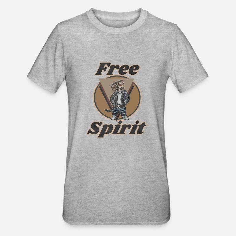 libre: Comme un chat. - T-shirt polycoton Unisexe - gris chiné