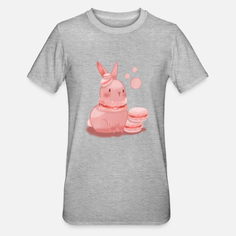 Raspberry macaron bunny - Unisex Polycotton T-Shirt - heather grey