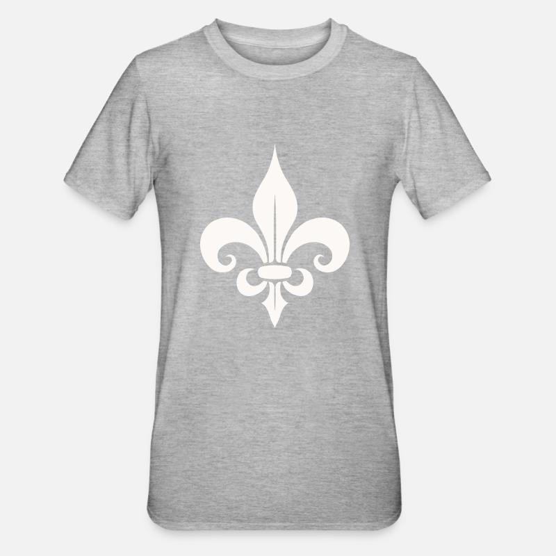 Symbolisches Fleur de Lis-Design - Unisex Polycotton T-Shirt - Grau meliert