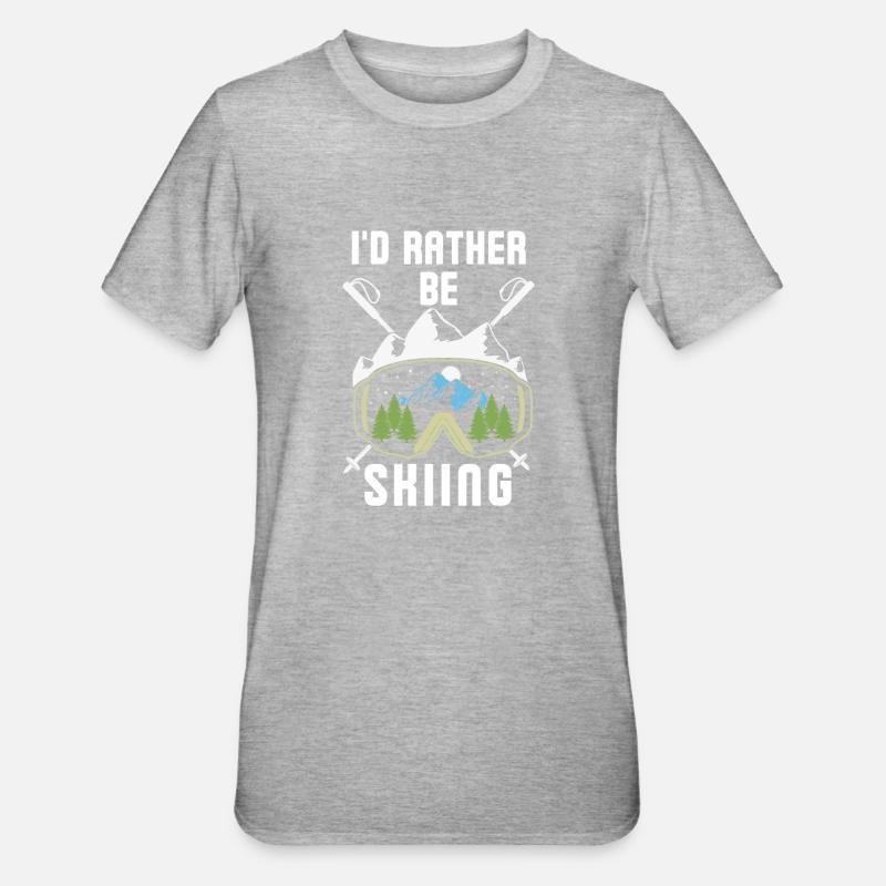 I'd rather be skiing 3 - Unisex Polycotton T-Shirt - heather grey