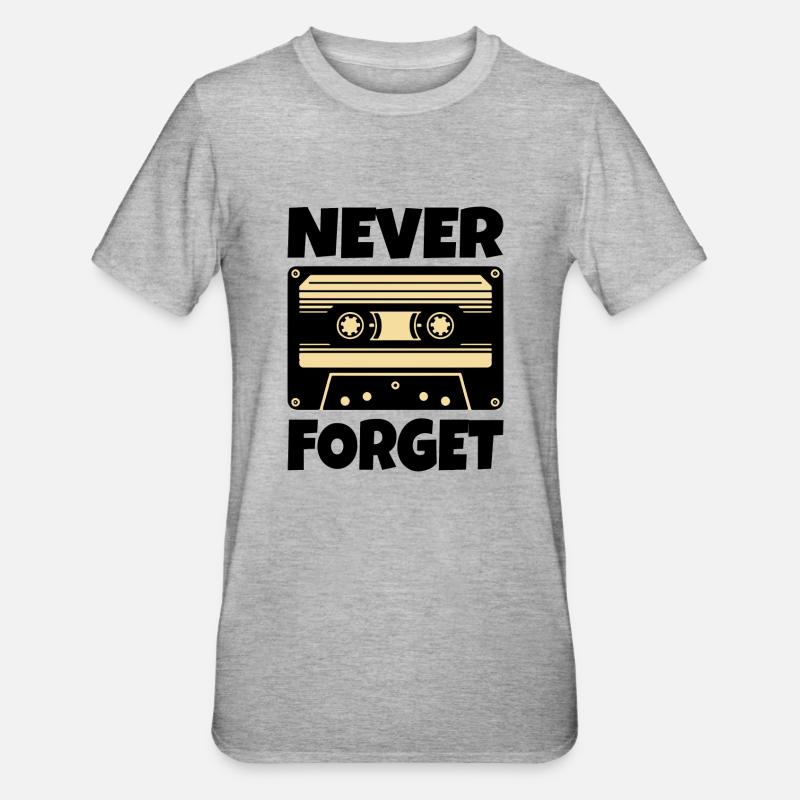 Kassette Retro Never Forget - Unisex Polycotton T-Shirt - Grau meliert