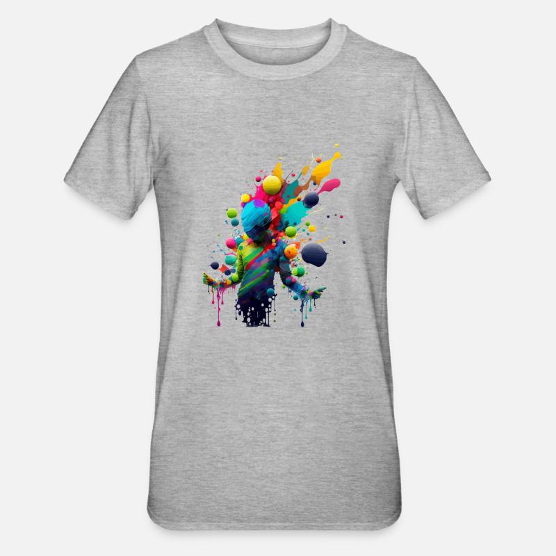 Farbexplosion - Unisex Polycotton T-Shirt - Grau meliert