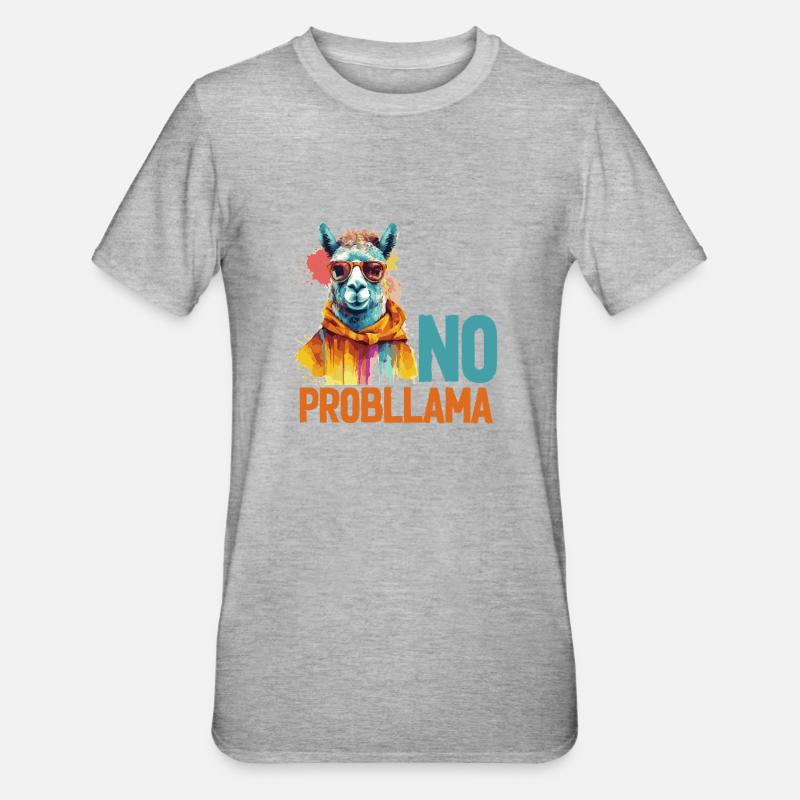 No problem Lama - Unisex Polycotton T-Shirt - heather grey
