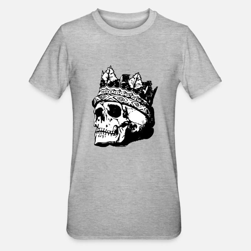 Roi Skull - T-shirt polycoton Unisexe - gris chiné