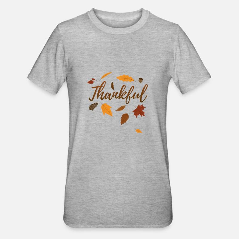 Dankbarer Herbst-Erntedankfest-Geschenk-Fall-Liebe - Unisex Polycotton T-Shirt - Grau meliert