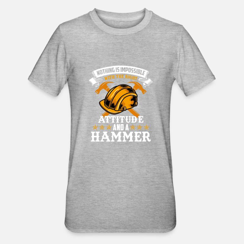 construction worker hammer - Unisex Polycotton T-Shirt - Grau meliert