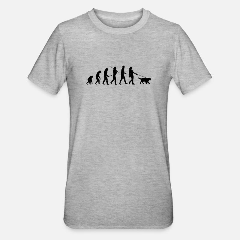 Evolution Dog Walking Gift - T-shirt polycoton Unisexe - gris chiné
