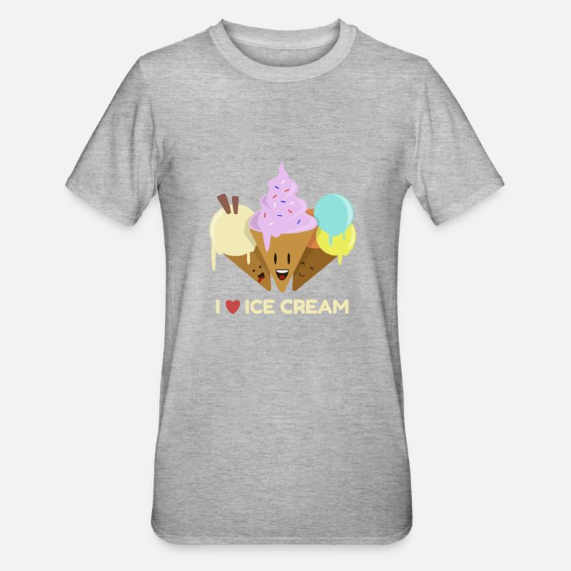 Ich liebe Eis - Unisex Polycotton T-Shirt - Grau meliert
