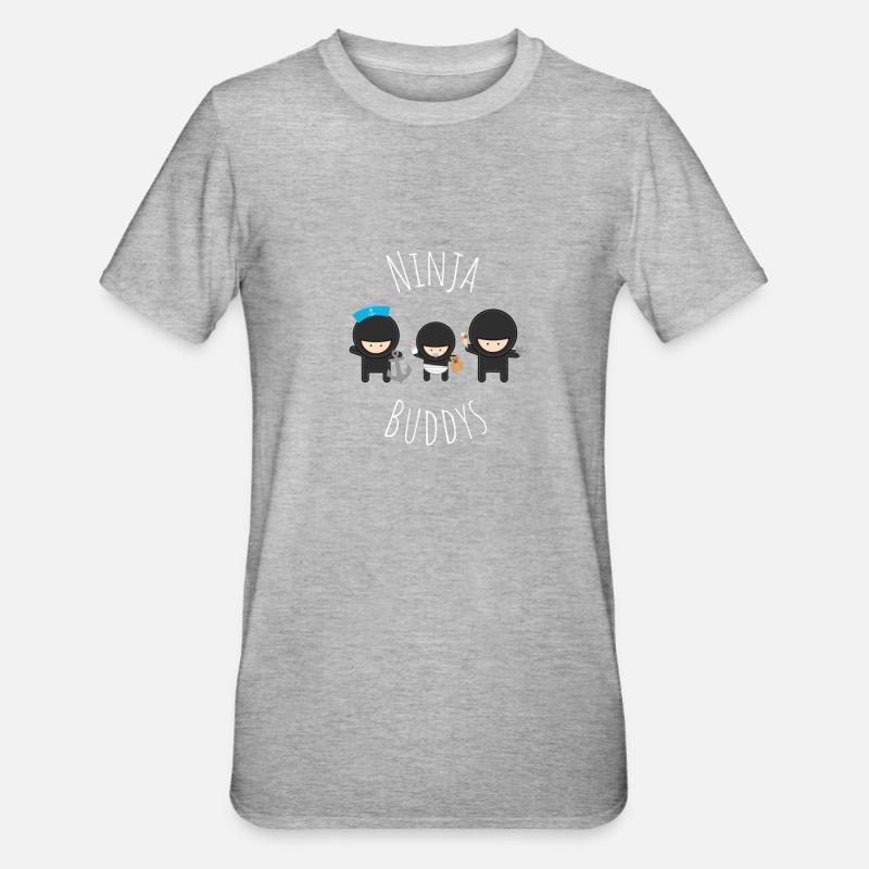 Ninja Amis Conception drôle - T-shirt polycoton Unisexe - gris chiné