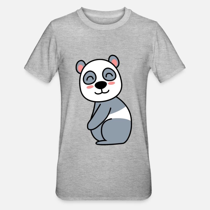 Panda Comic Tier - Unisex Polycotton T-Shirt - Grau meliert