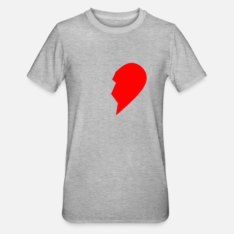 HALF HEART RIGHT SIDE - Unisex Polycotton T-Shirt - heather grey