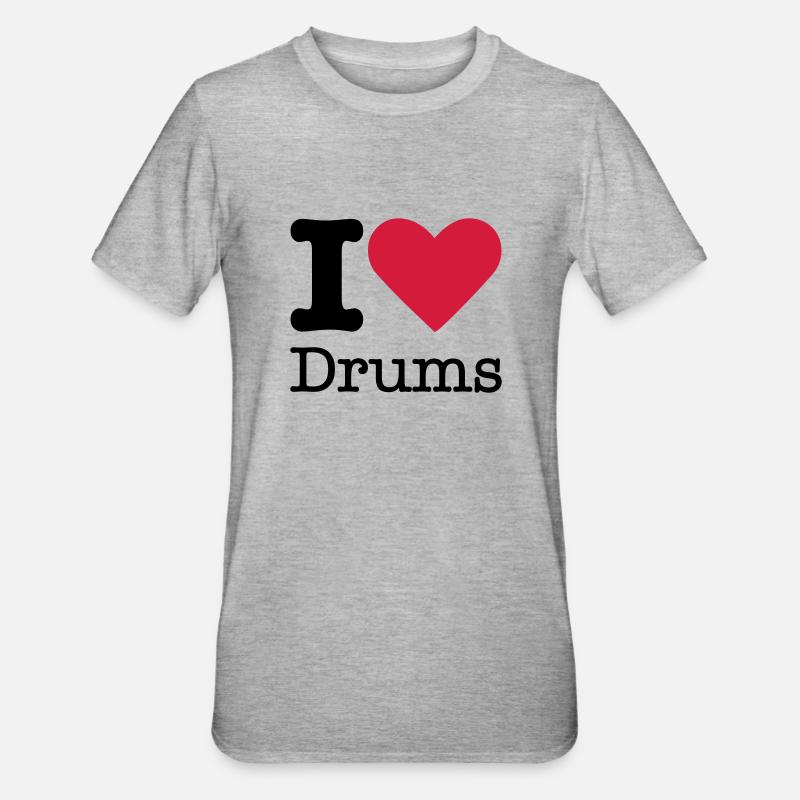J'aime Drums - T-shirt polycoton Unisexe - gris chiné